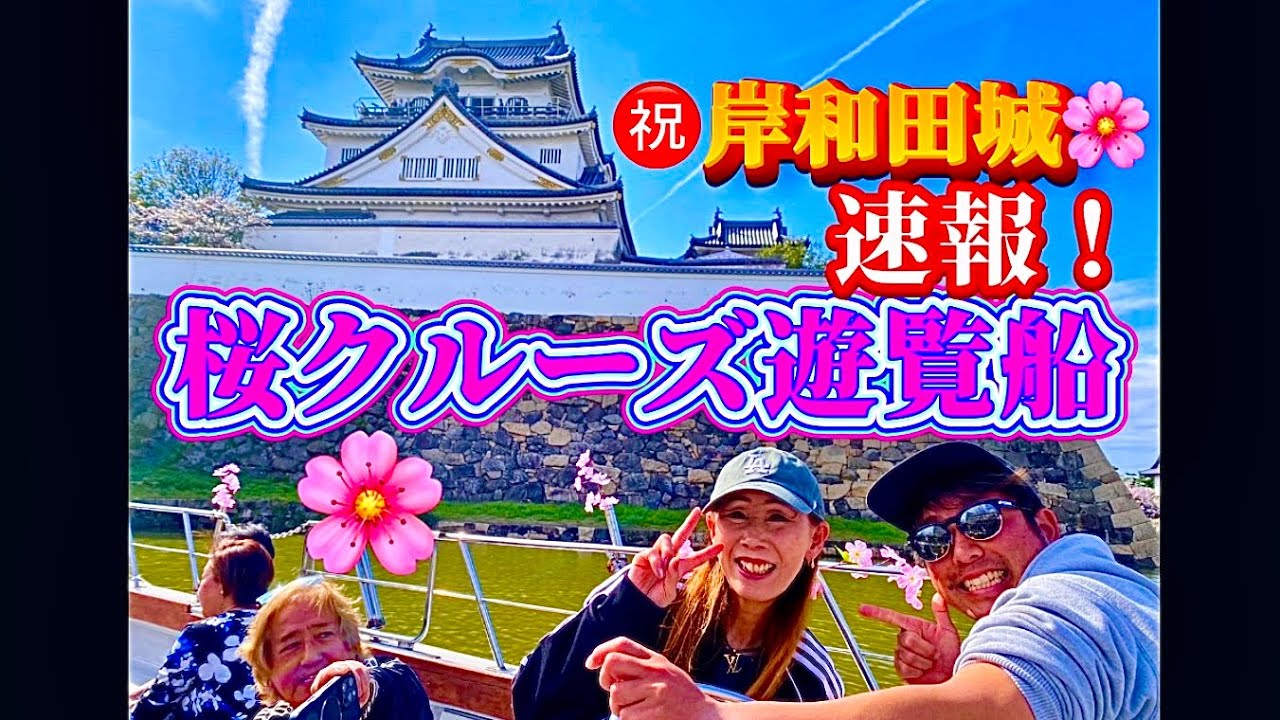 【速報❗️岸和田城🌸桜🩷遊覧船🤩クルーズ㊗️初体験❗️お堀で遊覧❗️🌈☝️😇👍🎉】