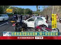 苗栗轎車雙黃線迴轉　騎士煞車不及撞噴飛