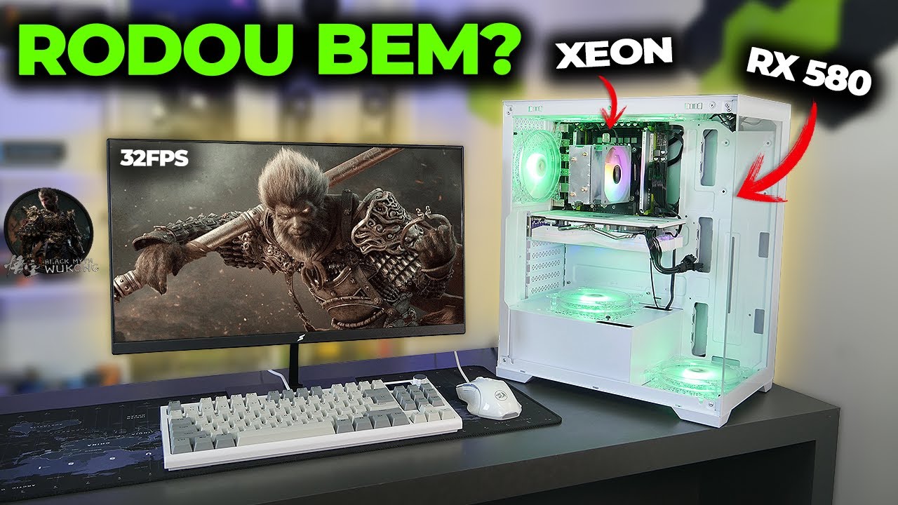 TESTEI O JOGO BLACK MYTH WUKONG NO PC GAMER XEON DE R$2000 COM RX 580! RODOU BEM?