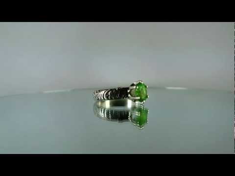 1.10 CTS NATURAL GREEN TSAVORITE GARNET GEM .925 STERLING SILVER DECO RING 2