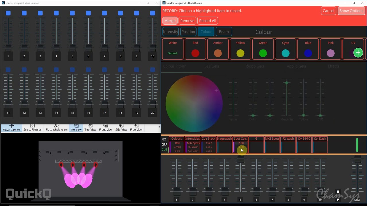 QuickQ: Editing Cues, cue stacks, and chases