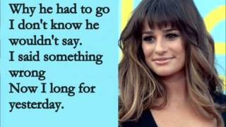 Yesterday - Glee by Lea Michele -  Lyrics