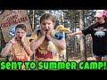 Summer Camp Part 1! Mom sends us to Summer Camp! Worst Counselor Ever