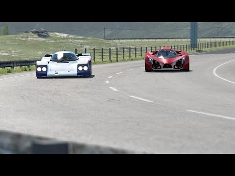 Ferrari F80 Concept vs Porsche 962C Long tail vs Chevrolet Intrepid RM1