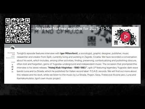 NO HOPE NO FEAR (Canada) radio interview w. Igor Mihovilović, November 2025.