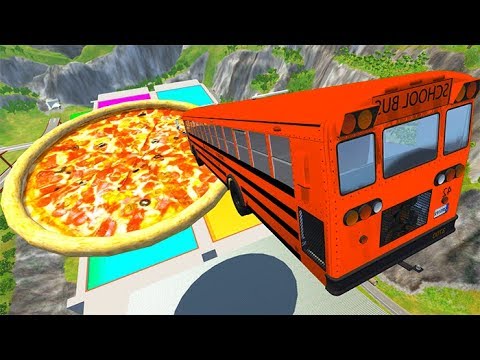 Car Jump Arena Jumping In Pizza & Pools Car Crashes #5 - BeamNG drive