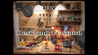 ［DIY］デスクとテレビ台作ってみた！　The super easy desk and TV stand
