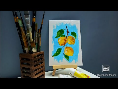 Acrylic still life / Impasto / painting lemons