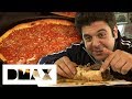 Adam Devours 2 Chicago Style Dishes: The Italian Beef Sandwich And Deep Dish Pizza | Man V Food