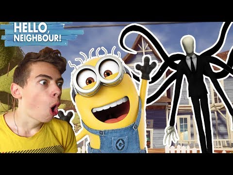 ПРИВЕТ СОСЕД ПРЕВРАТИЛСЯ В МИНЬОНА И СЛЕНДЕРМЕНА В ИГРЕ hello neighbor MOD ДЛЯ ДЕТЕЙ