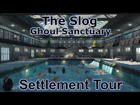 Fallout 4 The Slog Settlement Tour | Ghoul Sanctuary | Detailed Settlement Build