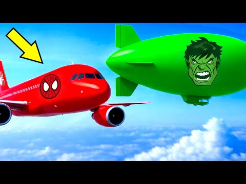 Airplane Spider-Man Crashes Into An Airship Hulk Mid-Air | GTA 5