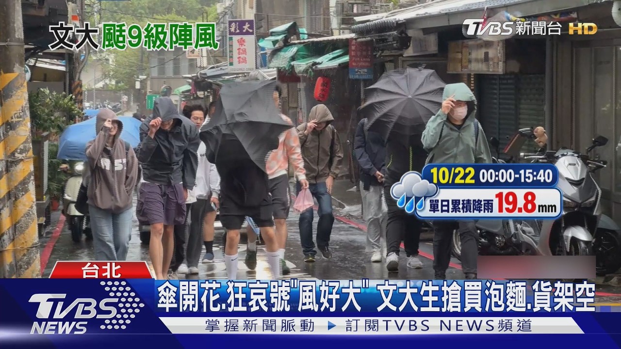 影音／雨傘開花、人難站穩！陽明山颳9級強陣風　文大學生急下山避難