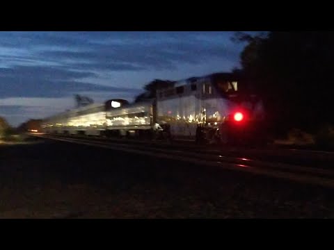 AMTRAK 702-23 GOING THROUGH ELK GROVE AT 6:49 IN THE MORNING DOING 30MPH