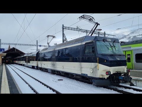 MOB Be 4/4 und Ge 4/4 einfahrt in Zweisimmen