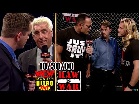 WWF RAW vs. WCW Nitro - October 30, 2000 Full Breakdown - Austin v Rikishi Cage - Rock v Jericho N1C