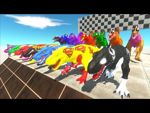 Spinosaurus vs T-rex Superheroes Justice League Speed Race Championship Hunting Found Jurassic World