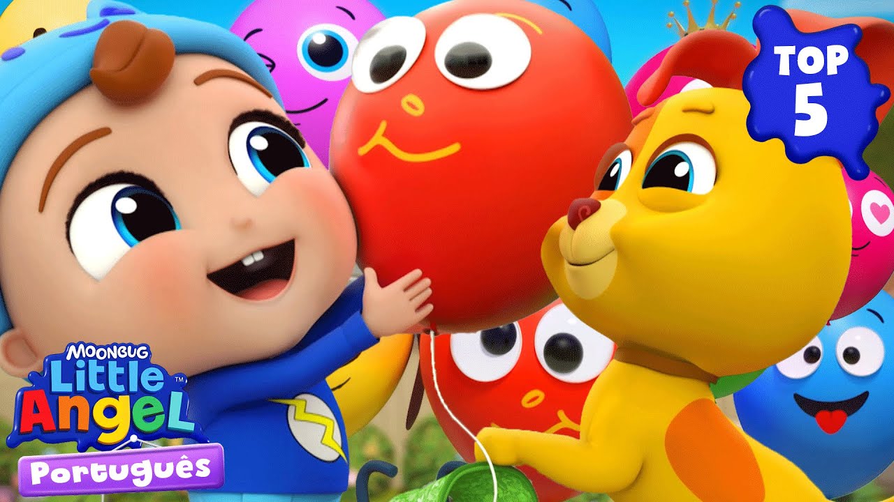 Top 5 Aventuras Incríveis com Balões 🎈 Little Angel Brasil | Músicas Infantis em Português