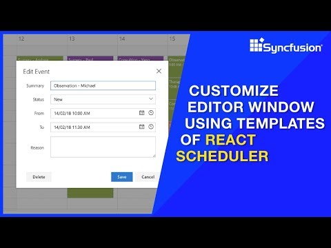 Customize Editor Window Using Templates of React Scheduler