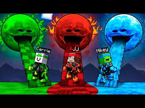 JJ vs Mikey vs Carrie: MOON WOKE UP STAIRS BATTLE In Minecraft - Maizen