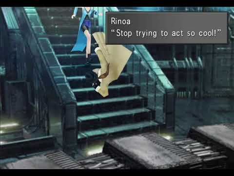 Rinoa kicks Irvine down the stairs Final Fantasy VIII