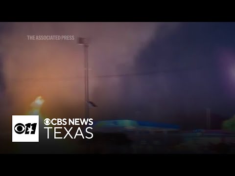 Gasoline tanker erupts in flames after hitting power lines in Texas