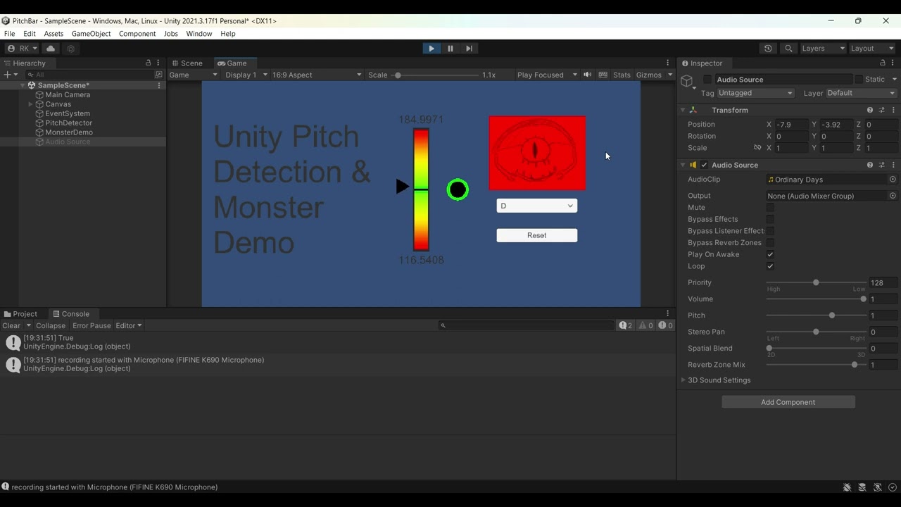 Pitch Detection System DEMO