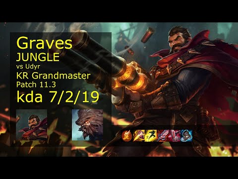 Graves vs Udyr Jungle - KR Grandmaster 7/2/19 Patch 11.3 Gameplay // [롤] 그레이브즈 vs 우디르 정글