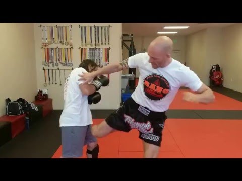 Muay Thai Combination: 1, 2, Switch Kick, Cross, Hook, Low Kick