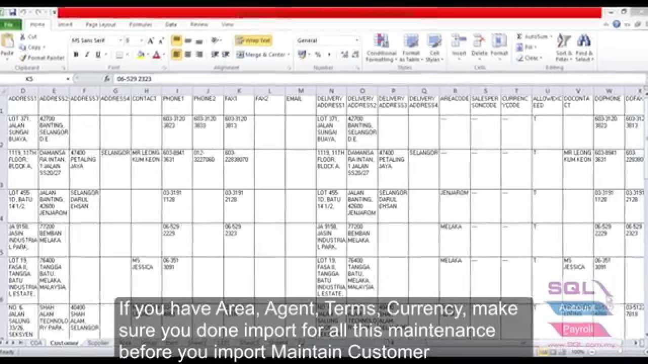 Migrate data from Excel Customer