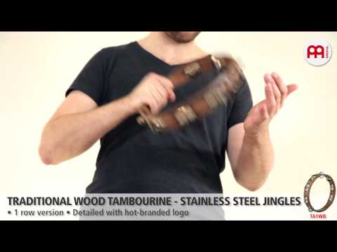 Traditional Wood Tambourine - Stainless Steel Jingles - TA1WB