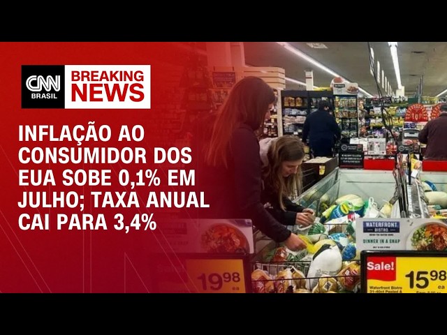 Inflação ao consumidor dos EUA sobe 0,1% em julho; taxa anual cai para 3,4% | ABERTURA DE MERCADO