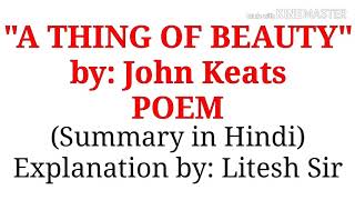keats a thing of beauty poem