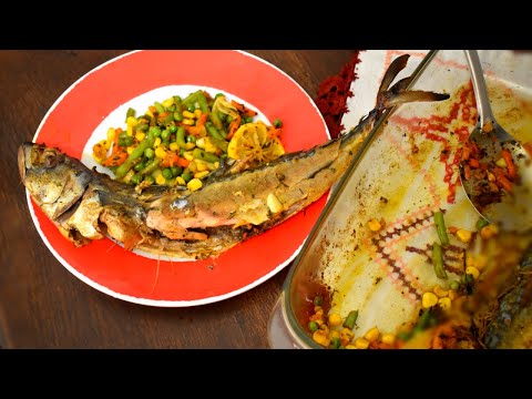 Easy Oven Baked Mackerel with Mixed Vegetables