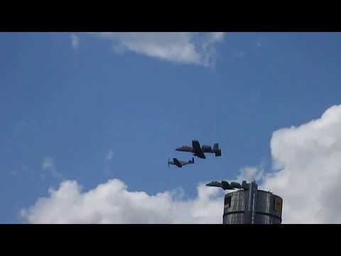 2017 Tuskegee Air Show Two A-10 Thunderbolt II And  P-51 Flying Over The Detroit  River days