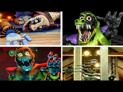 All Animatronics Destroyed (DEATH Cutscenes) | FNAF Secret of The Mimic + Security Breach + Ruin DLC