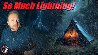 Storm Camping in a Tipi Tent - Heavy Rain & Lots of Lightning ⚡ ⛈️ 🌧️