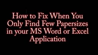 How to Fix MS Word or Excel With No Legal size(Fixed)