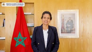 H. E. Mrs. Leila Benali addresses the candidates of the GH2 Morocco Hackathon