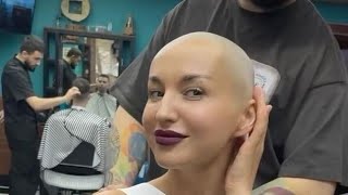 Hotty and sexy women cut hair for husband/husband happiest from shaved head of wife/Short cuts