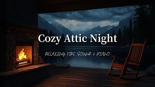 Lakeside Fireplace Ambience | Relaxing Rain, Crackling Fire & Gentle Night Piano for Deep Sleep
