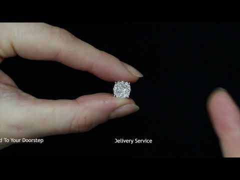 18ct White Gold 1.00ct Cluster Diamond Studs - HJ435
