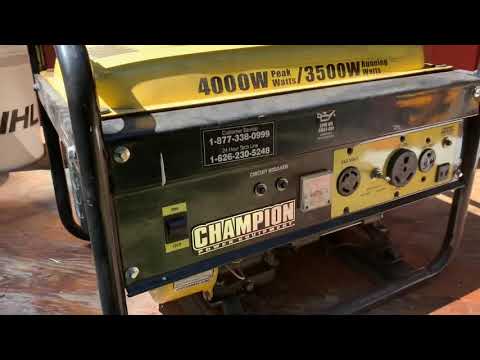 Champion 4000 Watt Generator Operation & Pull Starter...