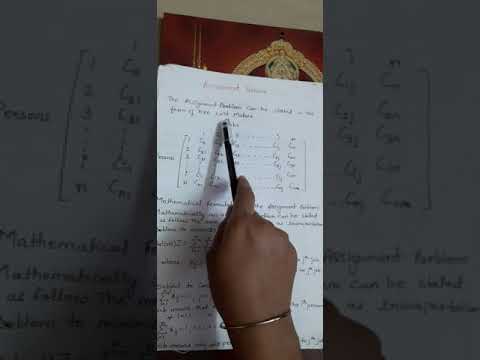 Assignment problem | Introduction | Mathematical Formulation |Operation Research |