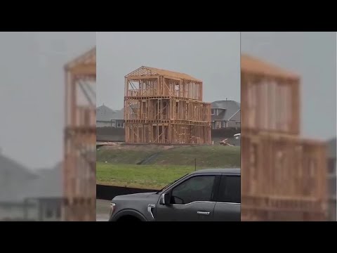 Moment building collapses due to storm winds