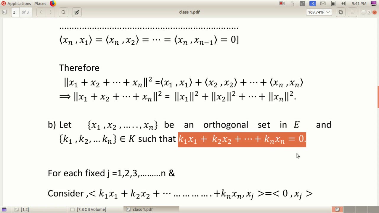 Class 1 Orthonormal Sets