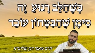 הרב מאור דגן שליט"א - "כְּשֶׁהַלֵּב רָגוּעַ – זֶה סִימָן שֶׁהַבִּטָּחוֹן עוֹ?