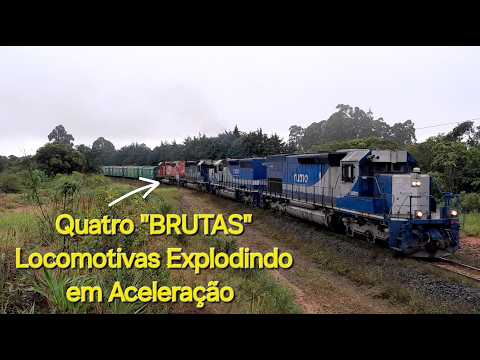 TREM DA RUMO COM QUADRA DE SD40 NA RAMPA DA REGIÃO DO BARREIRO, MALHA SUL DE RESERVA-Pr EM 8° PONTO