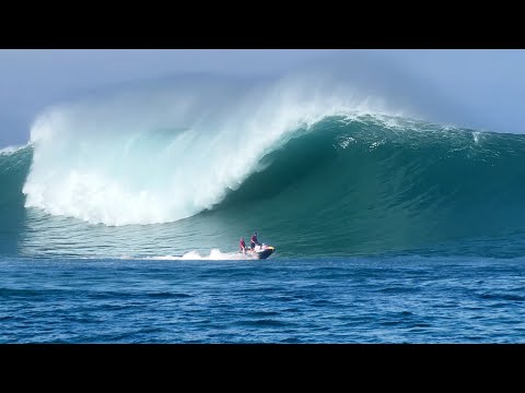 Surfing MASSIVE 50ft Biggest Swell of the Year on North Shore Hawaii