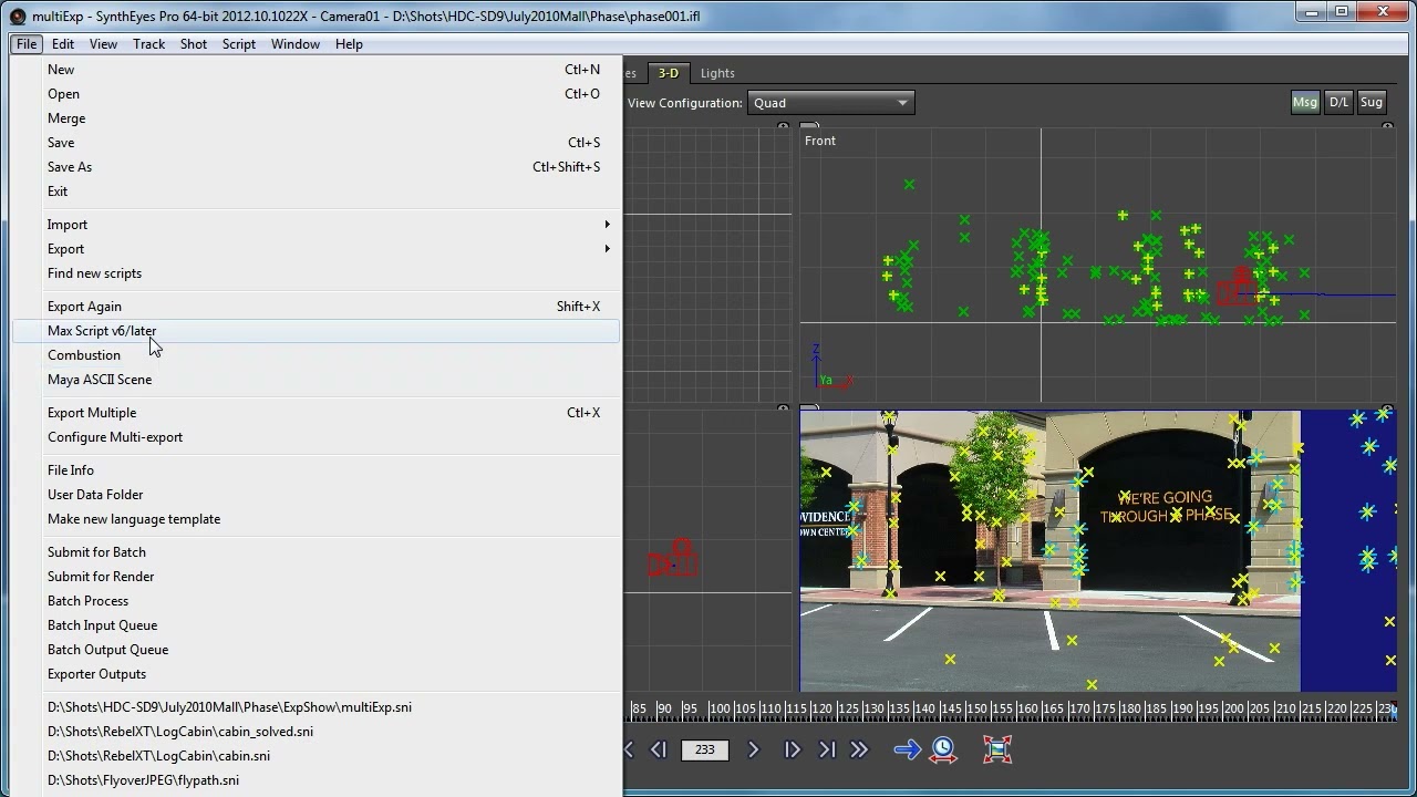 Multi Exports in SynthEyes